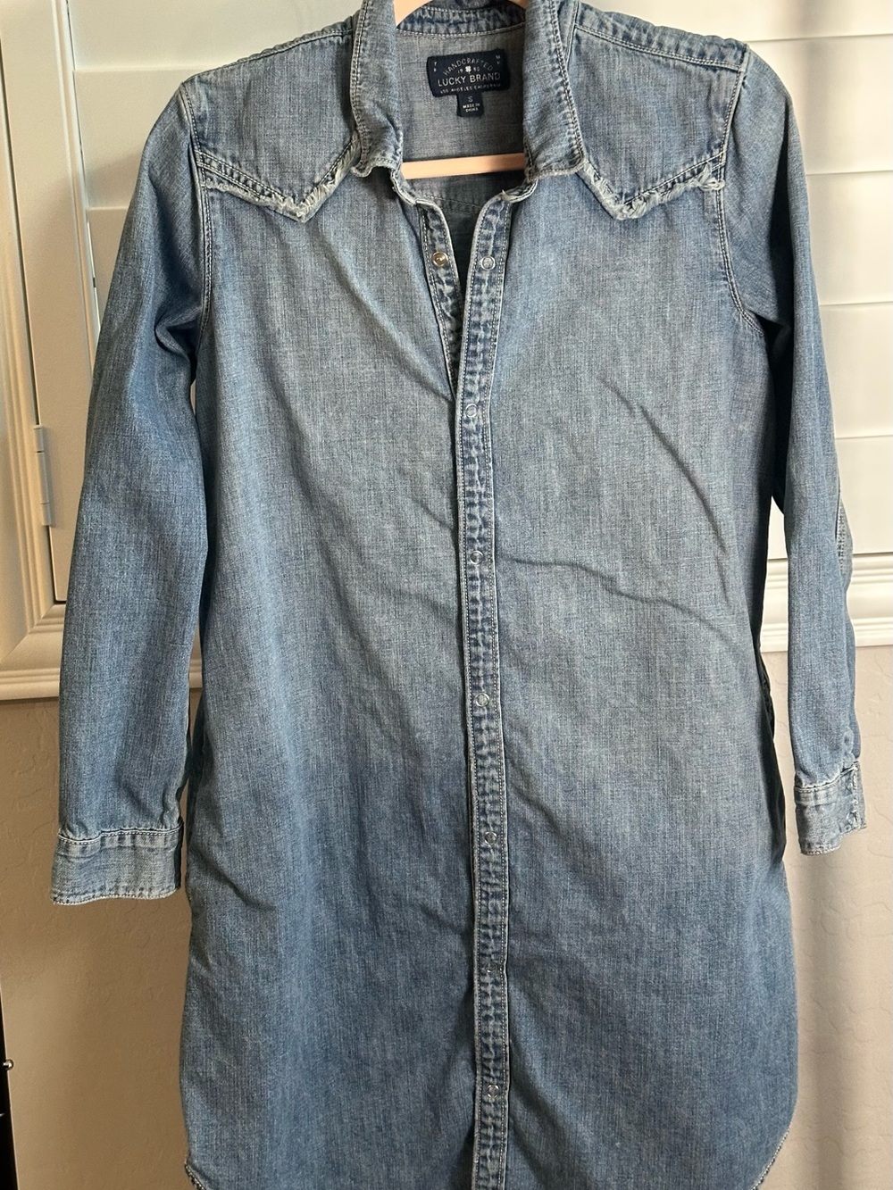Lucky Brand Medium Blue Denim Shacket with Western Yoke